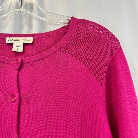 Coldwater Creek Womens 3/4 Sleeve Button Up Cardigan Pink Small - Picture 3 of 8